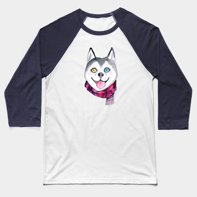 Husky Dog Baseball T-Shirt by jessicaguarnido